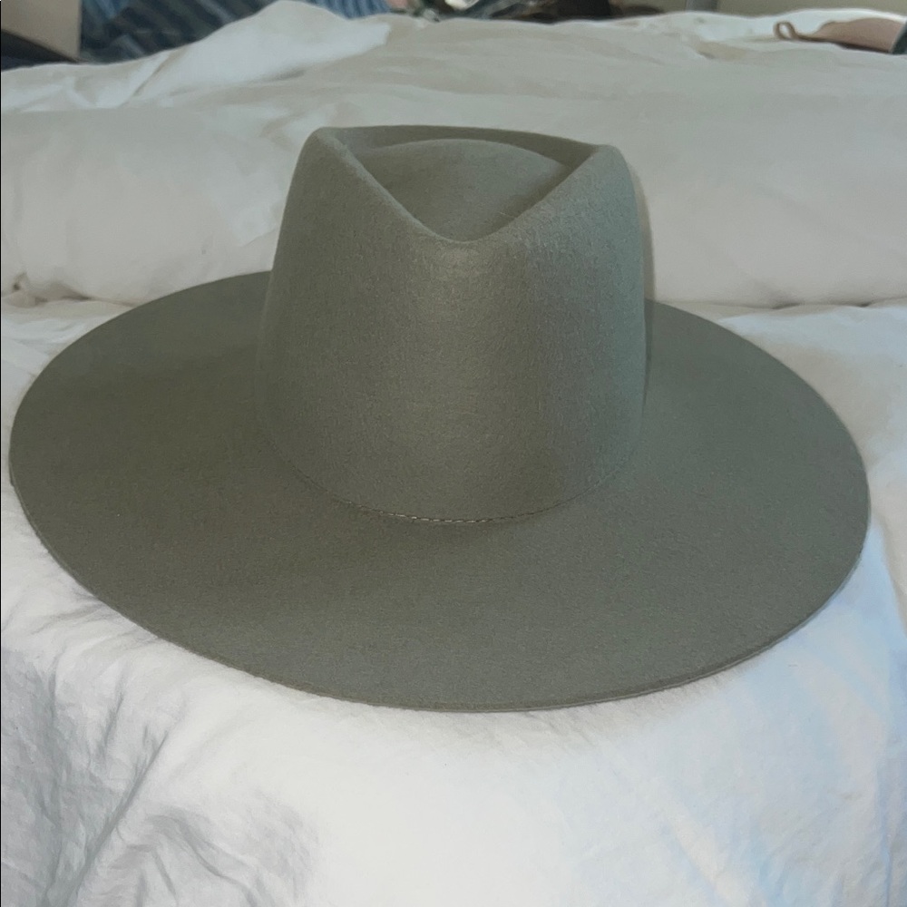 GIGI PIP Olive Wide-Brim Felt Hat with Rust Printed Lining